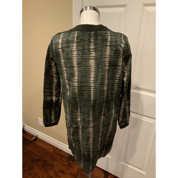 A.P.C. Green & Pink Tie Dye Boat Neck Dress w/ Shoulder Buttons, Size Medium - Picture 6 of 7